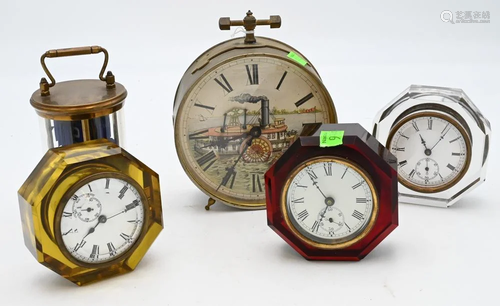 Group of Five Clocks, to include three E.N. Welch cut