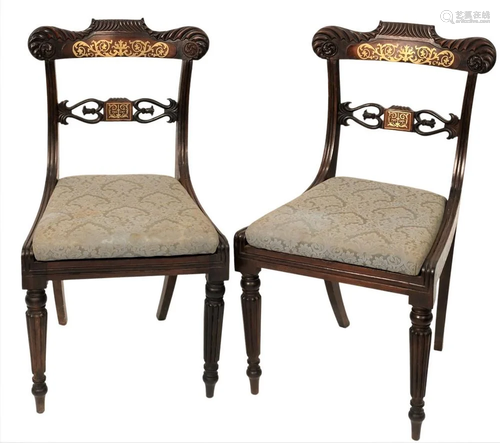 Set of Six Rosewood Classical Side Chairs, having