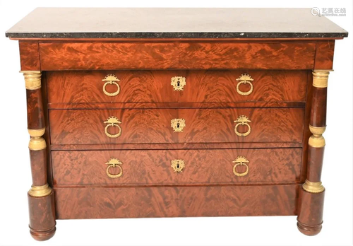 Empire Mahogany Chest, having black marble top over