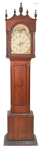 J. Bowman Federal Cherry Tall Case Clock having cut