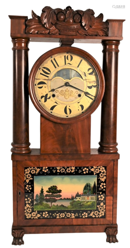 Rare George March Hollow Column Mahogany Shelf Clock,