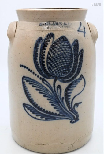 Stoneware Crock, N. Clark & Co., four gallon having