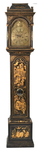 Henry Thornton Oak Tall Clock, chinoiserie decorated