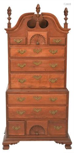 Diminutive Mahogany Bonnet Top Chippendale Style Chest