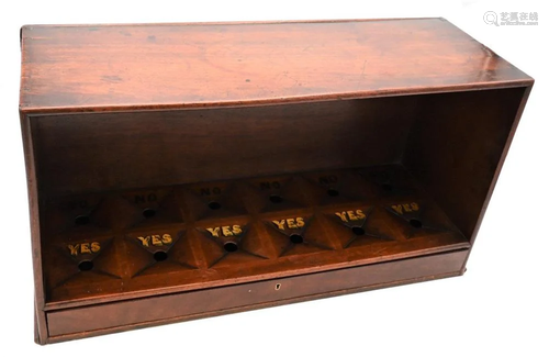 Antique Mahogany Ballot Box, having six painted