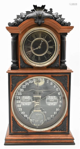 Ithaca Parlor Model Calendar Shelf Clock, having dual