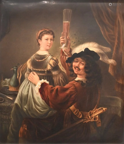 Large KPM Porcelain Plaque, depicting Rembrandt and his