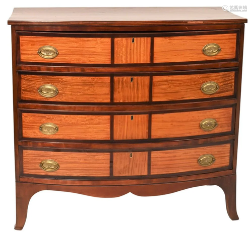 Federal Cherry Bow Front Chest, having 12 panel