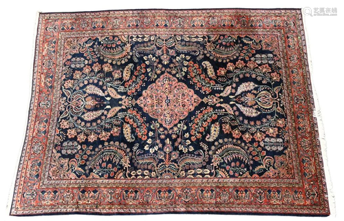 Blue Sarouk Oriental Carpet, 9' x 12'.