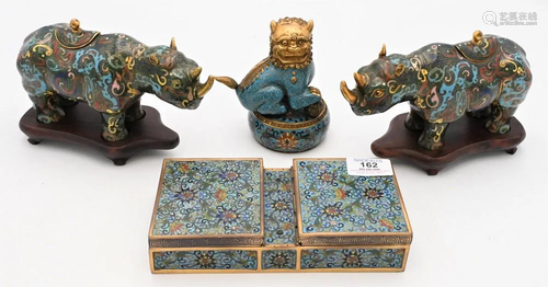 Four Piece Assorted Chinese Cloisonne Group, to include