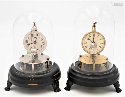 Two Briggs Style Rotary Ball Pendulum Dome Clocks, both