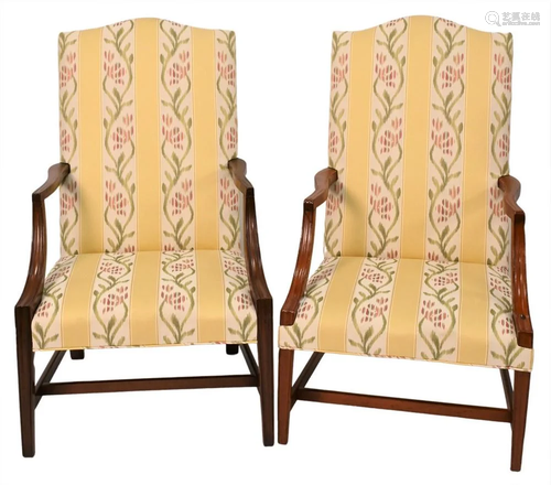 Two Near Matching Federal Lolling Chairs, having