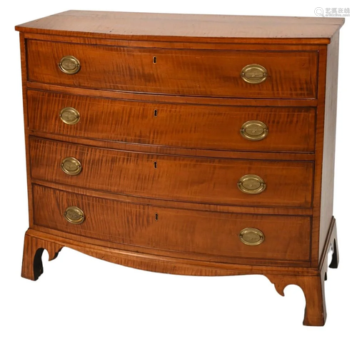 Federal Tiger Maple Bowed Front Chest, having four