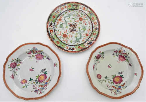 Three Chinese Porcelain Plates, to include a Famille