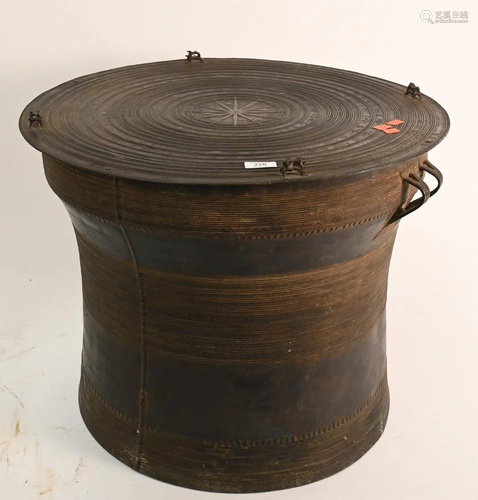 Southeast Asian Bronze Rain Drum Table, having four