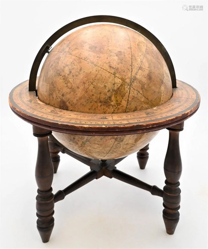 Josiah Loring Celestial Table Globe, on cherry base,