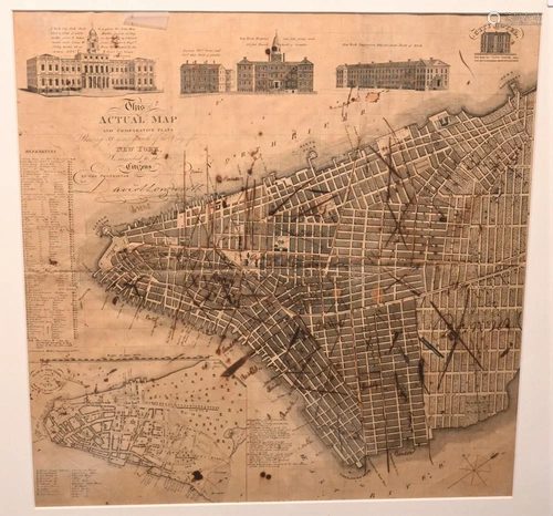 Rare David Longworth New York City Map, 1817, 