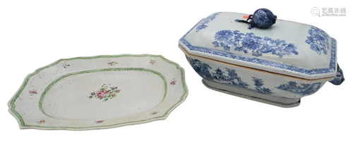 Two Piece Chinese Blue and White Porcelain Group, to