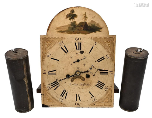 Joshua Tolford Tall Clock Face and Works, having brass