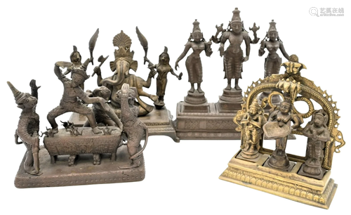 Four Piece Bronze Lot, to include Hindu gods on