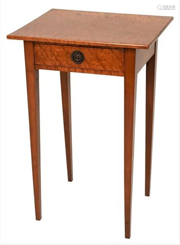 Federal Curly Maple One Drawer Stand, circa 1800,