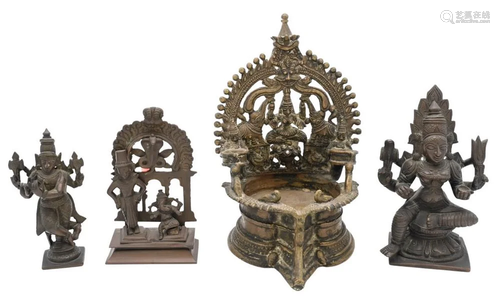 Four Piece Bronze Lot, to include sculptures of Hindu