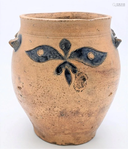 Stoneware Crock, having incised foliate decoration with