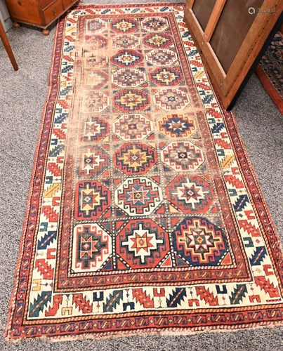 Caucasian Oriental Throw Rug, 3' 8