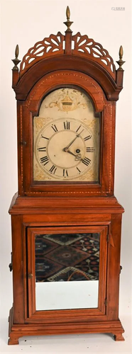 Massachusetts Shelf Clock, having fretwork top with