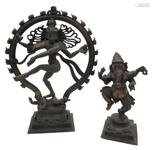 Two Piece Bronze Lot, to include a large form of