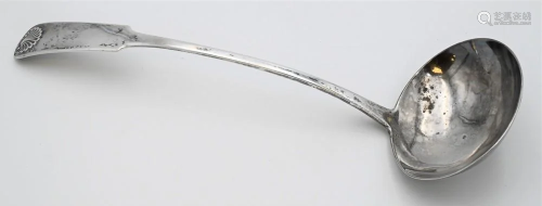 Anthony Rasch Coin Silver Soup Ladle, having upturned
