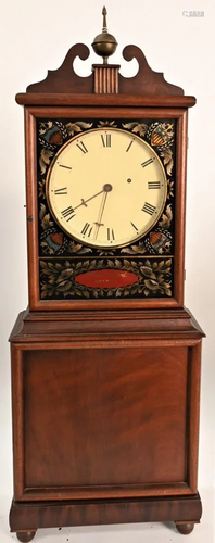 Aaron Willard Mahogany Shelf Clock, having eglomised