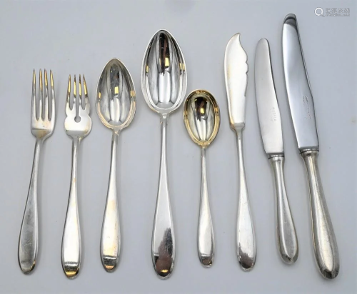 116 Piece French Silver Flatware Set, to include 11