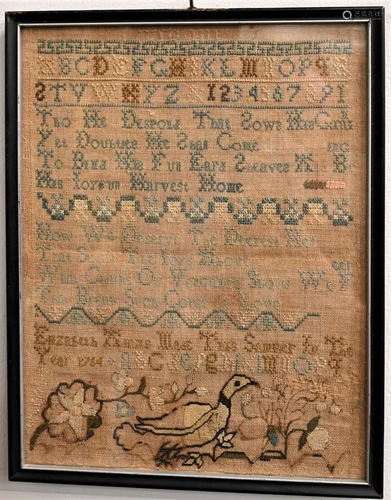 18th Century Schoolgirl Sampler, having a poem,