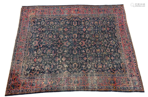 Mahal Oriental Carpet, worn, 11' x 13' 10