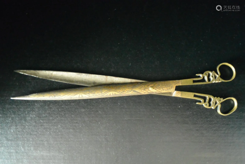 A rare antiques gilt-bronze art deco scissors