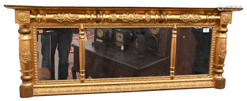 Federal Gilt Three Part Over Mantle Mirror, circa 1830,