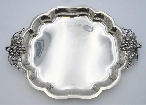 Durham Sterling Silver Serving Tray, oblong with grape