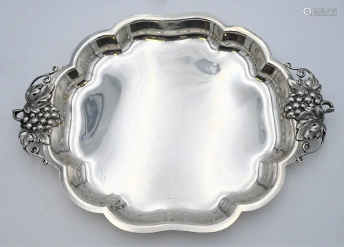 Durham Sterling Silver Serving Tray, oblong with grape