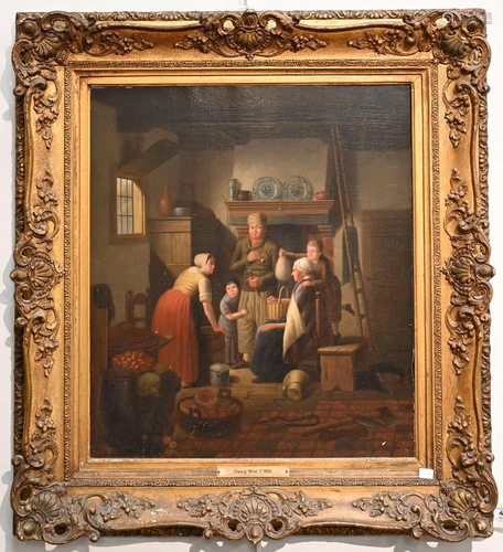 Continental School, 19th century, interior scene having