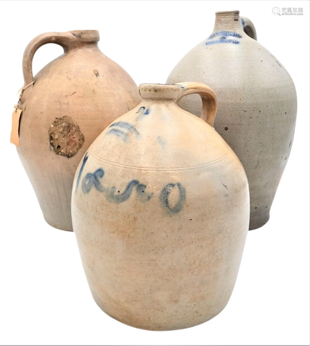 Three Piece Lot, to include a Medford ovoid jug, a