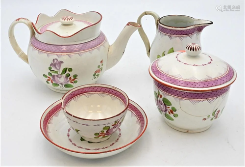 22 Piece Set of Soft Paste, to include teapot, creamer,