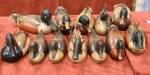 Group of 12 Tom Taber Ducks Unlimited Decoys