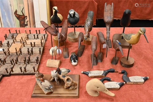 Group of 19 Carved Decoys and Shore Birds