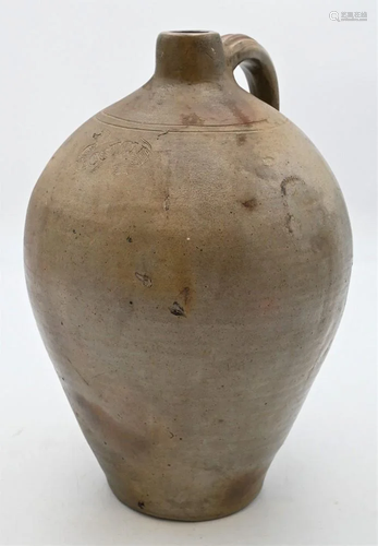 Ovoid Stoneware Jug, having incised banner marked