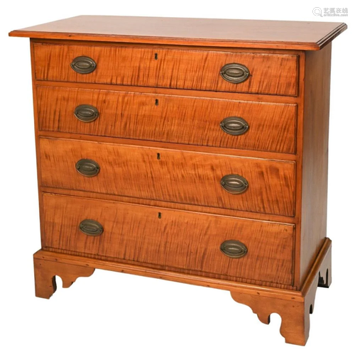 Chippendale Maple and Tiger Maple Chest, having tiger