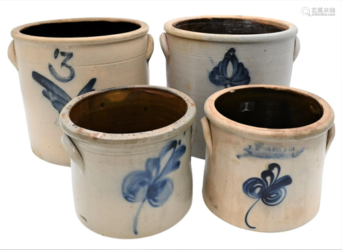 Four Stoneware Crocks, one marked F.B. Norton,