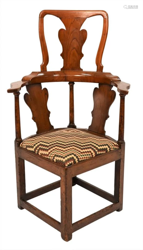 Chippendale Fruitwood Corner Chair, on squared legs,