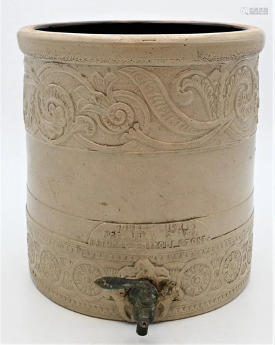 Stoneware Crock, spigot with pinwheels and floral