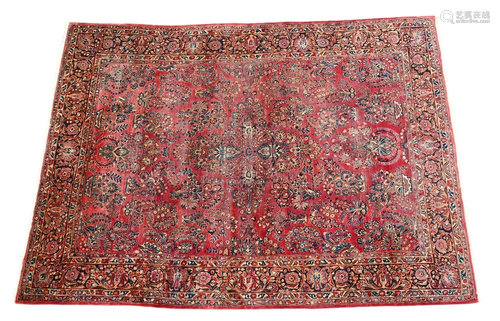 Sarouk Oriental Carpet, wear, 8' 6